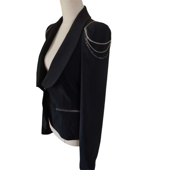 Cooper St Size 6 Black Blazer With Chain Detail Single Breasted Shawl Lapel - Picture 6 of 11
